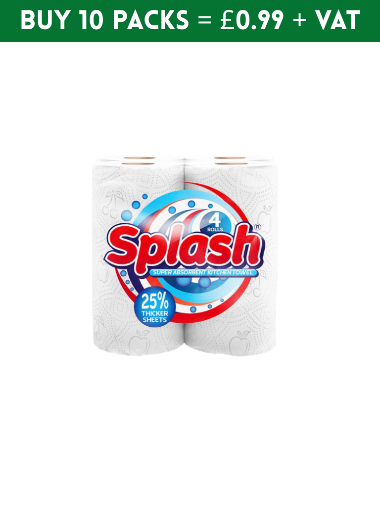 SPLASH WHITE 2PLY KITCHEN ROLL - (PACK OF 4)
