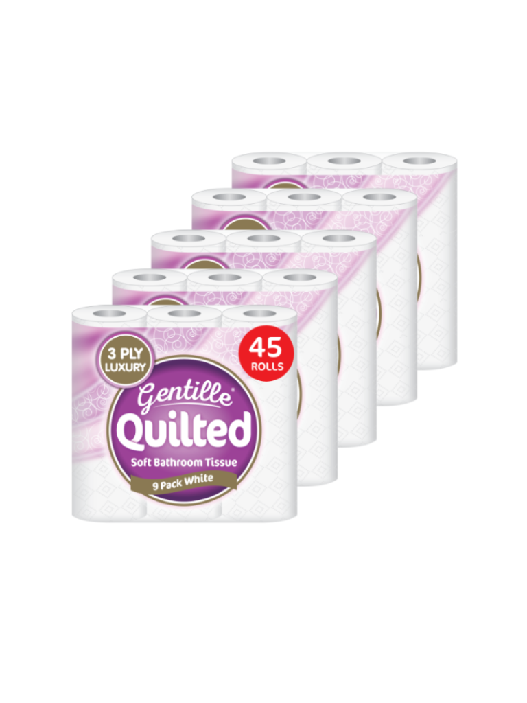 GENTILLE QUILTED 3PLY 9 PACK TOILET ROLL - (CASE OF 5)